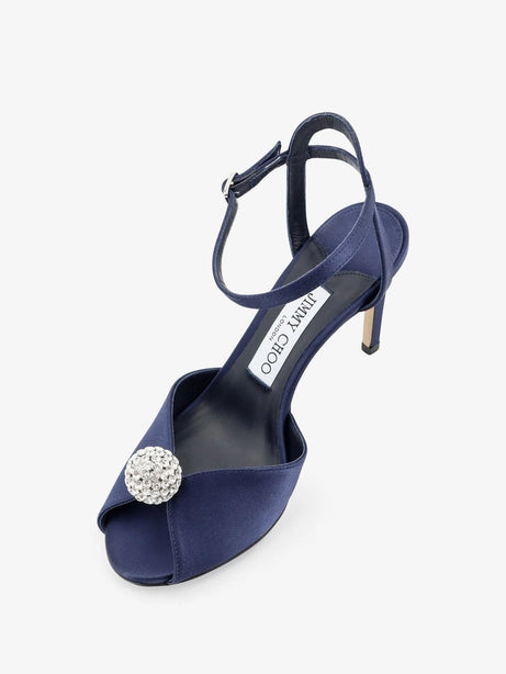 Jimmy Choo Sacora satin sandals with crystal detail - Marinecrystal