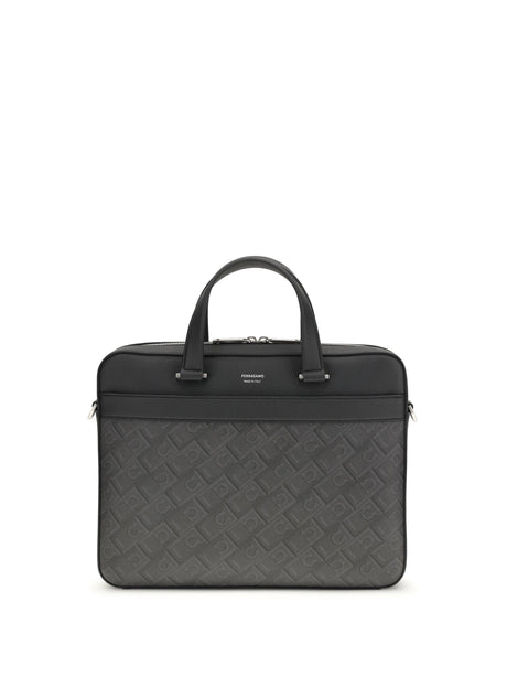 Ferragamo Monogram Work Bag - Black/Grey