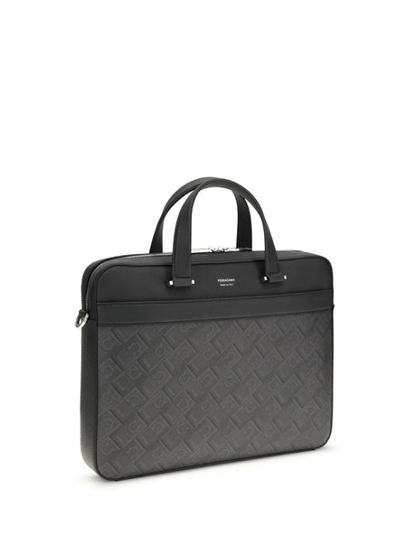 Ferragamo Monogram Work Bag - Black/Grey