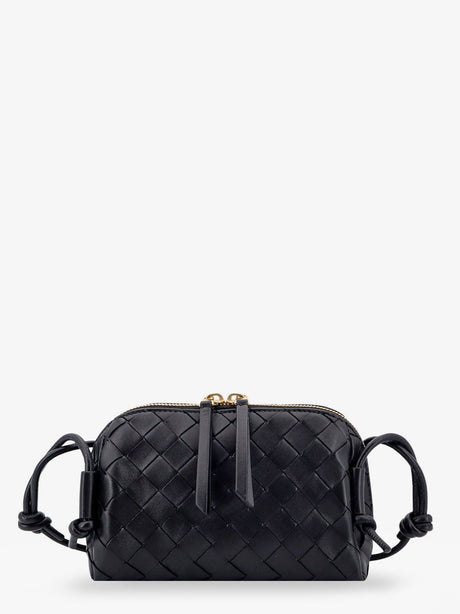 Bottega Veneta Concert Pouch leather crossbody bag with Intrecciato motif - Black-Gold