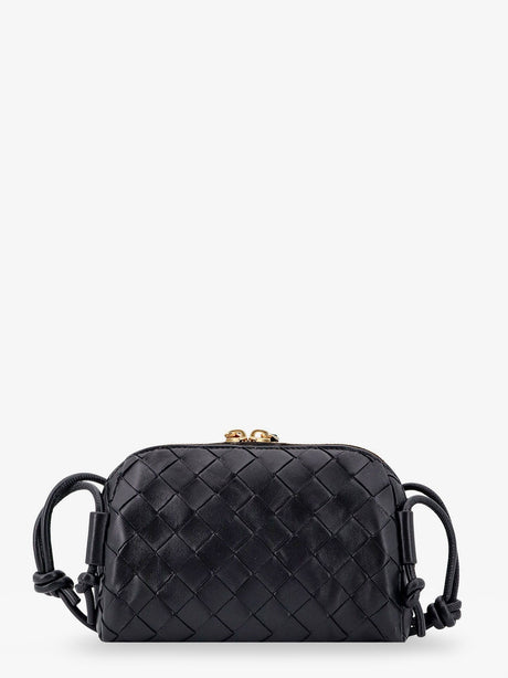 Bottega Veneta Concert Pouch leather crossbody bag with Intrecciato motif - Black-Gold