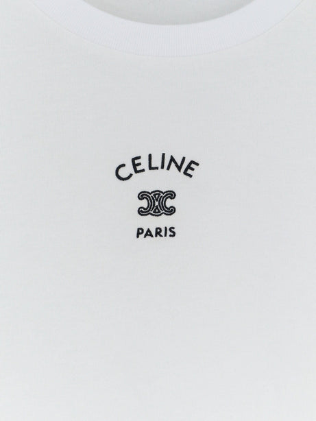 Celine Cotton blend T-shirt with front logo print - Offwhiteblack