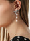 Self Portrait Crystal Bow Pearl Droplet Earrings - Silver