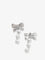 Self Portrait Crystal Bow Pearl Droplet Earrings - Silver