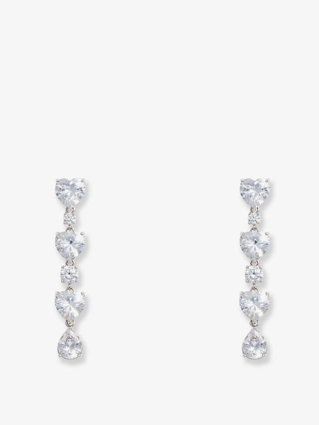 Self Portrait Crystal Heart Tiered Earrings - Silver