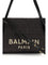 Balmain Calfskin and Raffia Track Shoulder Bag - Noir
