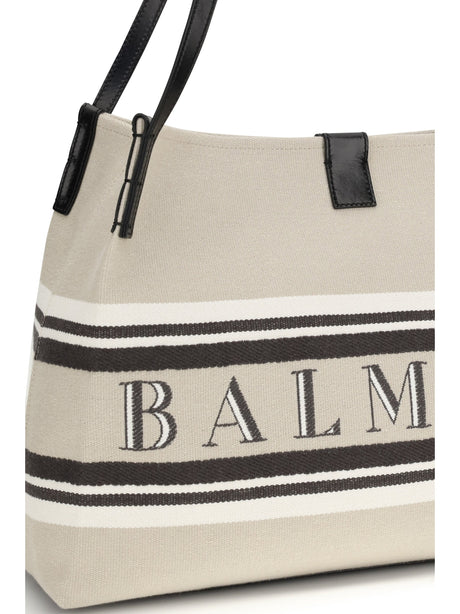Balmain Release Shoulder Bag - Naturel/Noir/ Blanc Optique