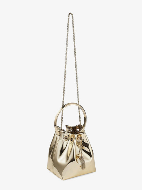 Jimmy Choo Bon Bon Metallic Leather Bucket Bag - Gold