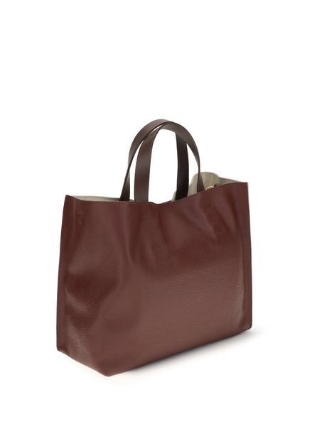 Marni Museo Tote Bag - Moon Stone/Dark Burgundy/Coffee