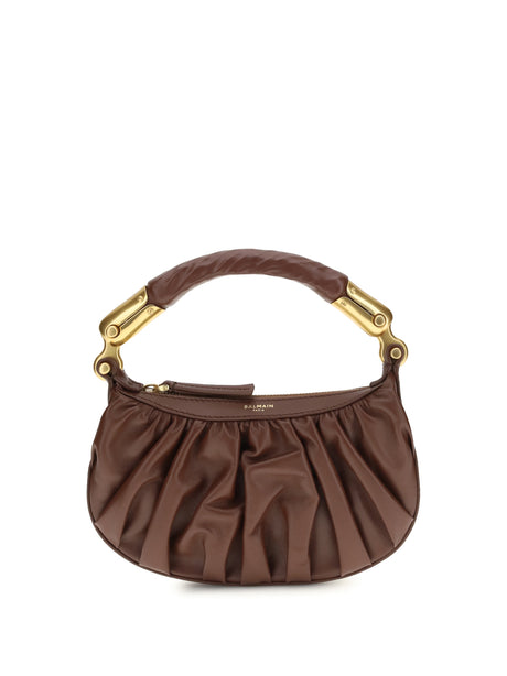 Balmain Ébène mini Bag in calfskin leather - 8gm Marron Foncé