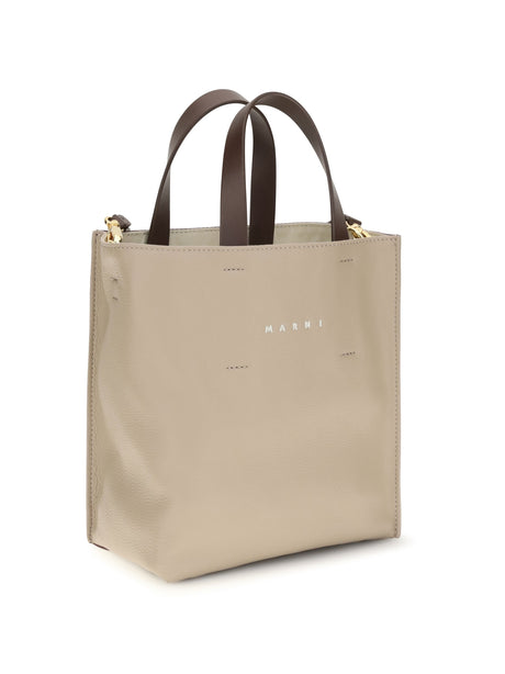 Marni Museo mini Handbag - Moon Stone/Dark Burgundy/Coffee