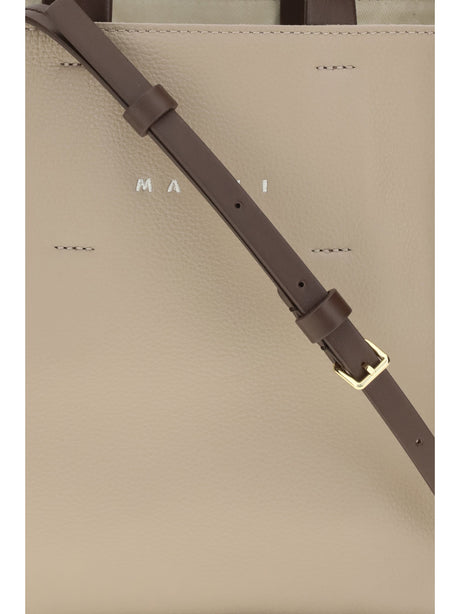 Marni Museo mini Handbag - Moon Stone/Dark Burgundy/Coffee