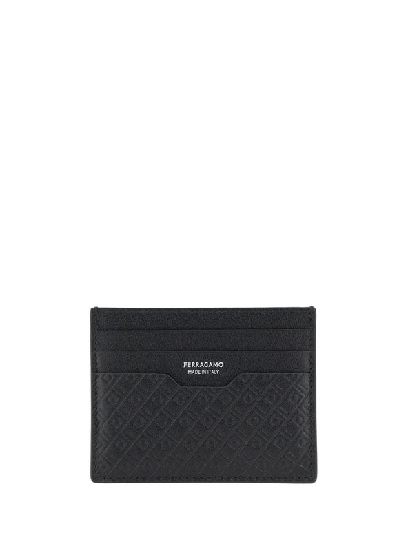 Ferragamo Leather Card Holder - Black