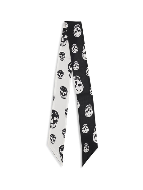 Alexander Mcqueen Skull Ribbon Scarf - Black/Ivory