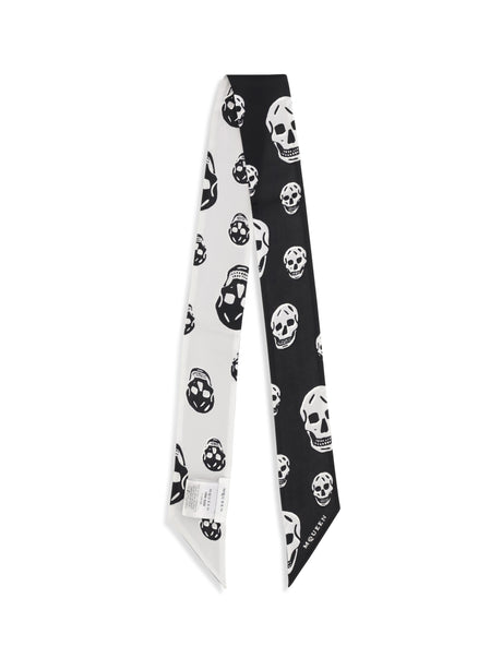 Alexander Mcqueen Skull Ribbon Scarf - Black/Ivory