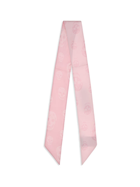Alexander Mcqueen Skull Ribbon Scarf - Pink/Pink