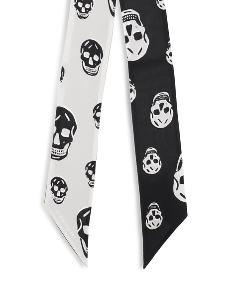 Alexander Mcqueen Skull Ribbon Scarf - Black/Ivory