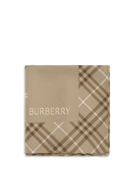 Burberry Silk Scarf with Archive Equestrian Knight - Finch Beige