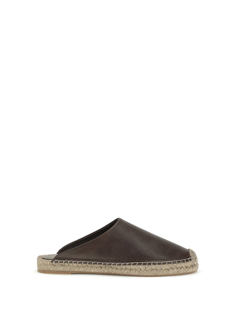 Brunello Cucinelli Leather Espadrilles Mules - Testa Moro