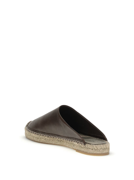 Brunello Cucinelli Leather Espadrilles Mules - Testa Moro