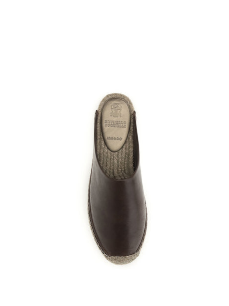 Brunello Cucinelli Leather Espadrilles Mules - Testa Moro