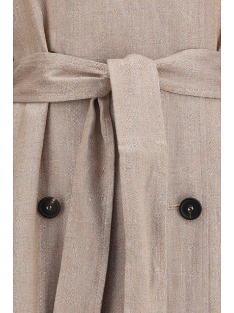 Brunello Cucinelli Linen Trench coat with lurex - Pink Silver