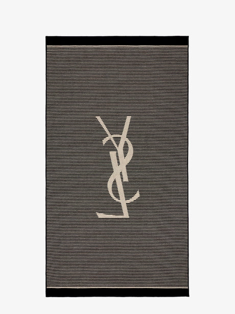 Saint Laurent Certified cotton striped beach towel - Beige/Black