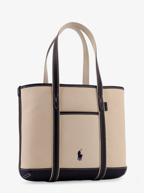 Polo Ralph Lauren Canvas shoulder bag with embroidered logo on the front - Ecrunavy