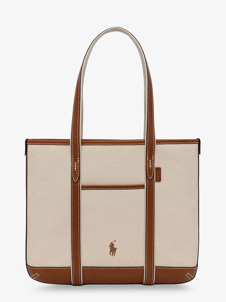 Polo Ralph Lauren Canvas shoulder bag with embroidered logo on the front - Ecrucuoio