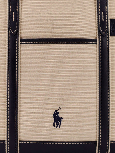 Polo Ralph Lauren Canvas shoulder bag with embroidered logo on the front - Ecrunavy