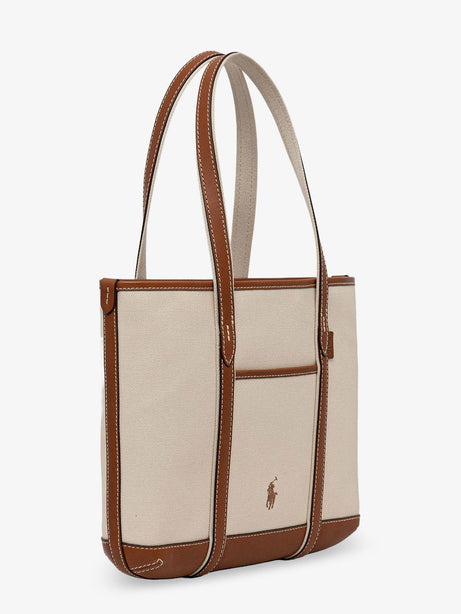 Polo Ralph Lauren Canvas shoulder bag with embroidered logo on the front - Ecrucuoio