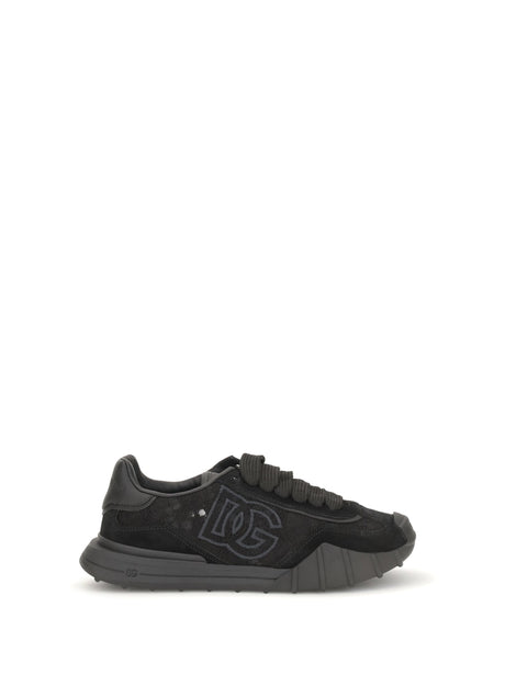 Dolce & Gabbana Leather and lace Sneakers - Black/Black
