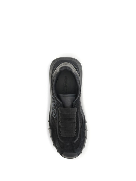Dolce & Gabbana Leather and lace Sneakers - Black/Black