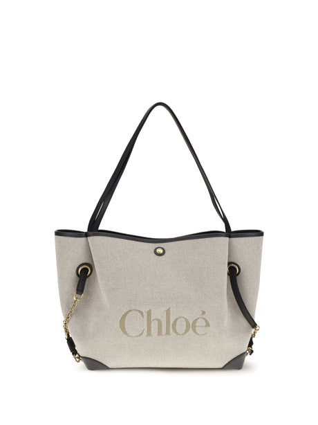 Chloé Clover Tote Bag in canvas - Black Navy