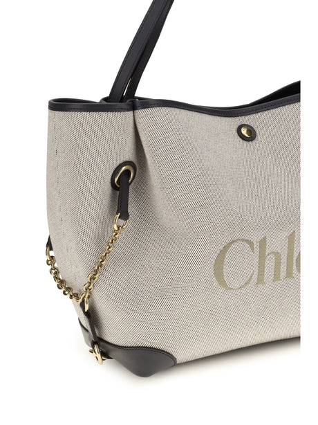 Chloé Clover Tote Bag in canvas - Black Navy