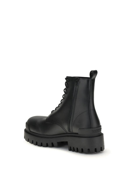 Balenciaga Strike Lace-Up Boots - Black