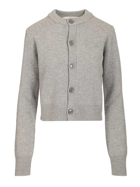 Ami Crew Neck Cardigan - Grey
