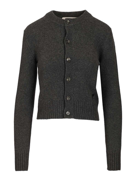 Ami Wool And Cashmere Cardigan - Black