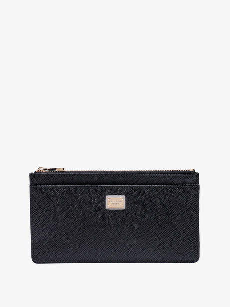 Dolce & Gabbana Hammered leather card holder with metal tag - Nero