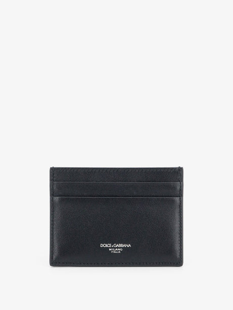 Dolce & Gabbana Leather card holder with woven pattern - Nero