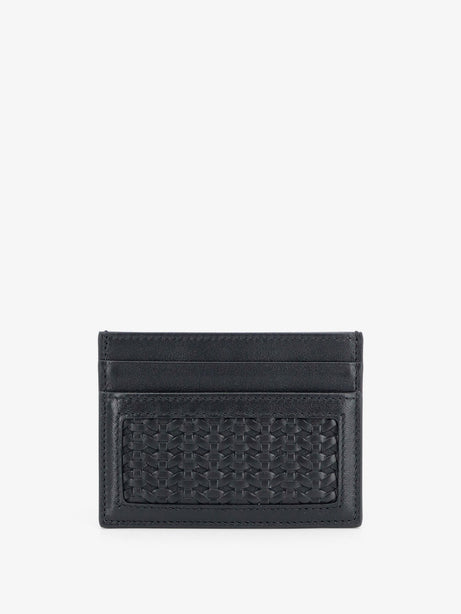Dolce & Gabbana Leather card holder with woven pattern - Nero