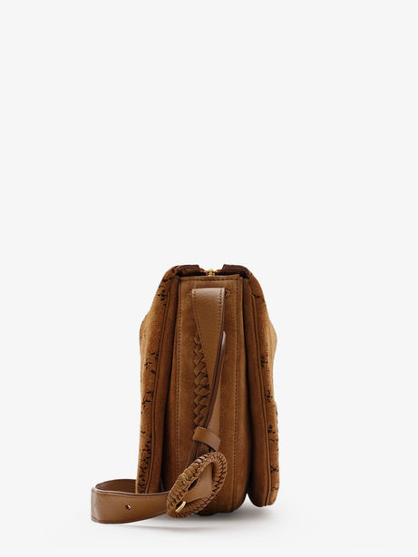 Burberry Tavistock suede crossbody bag with perforated pattern - Hazel