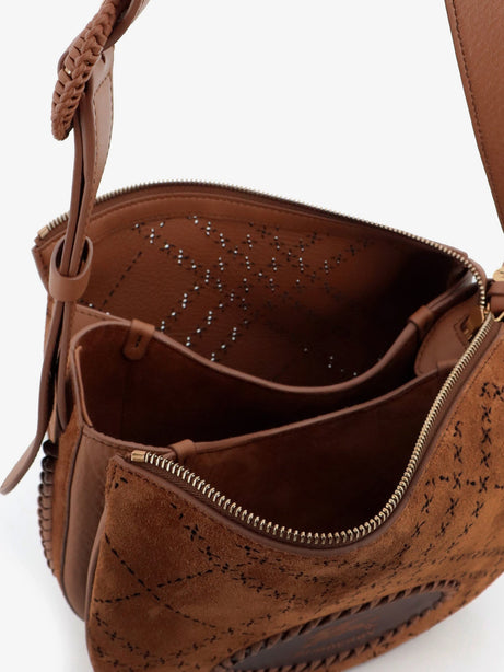 Burberry Tavistock suede crossbody bag with perforated pattern - Hazel
