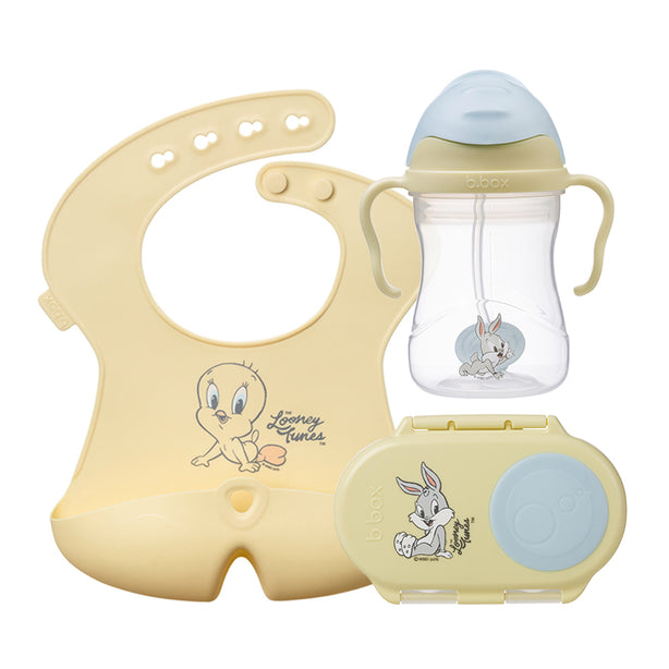 [Bundle] Silicone Bib Looney Tunes + Sippy Cup Looney Tunes + Snackbox Looney Tunes