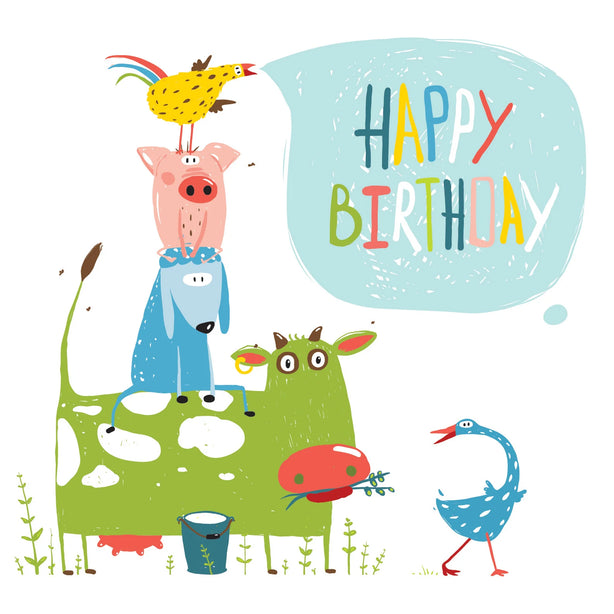 Birthday Farm Animals Greeting Card