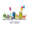 Colourful Birthday Monsters Greeting Card