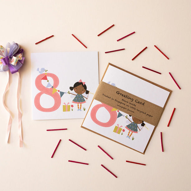 Age 8 Birthday Girl Greeting Card