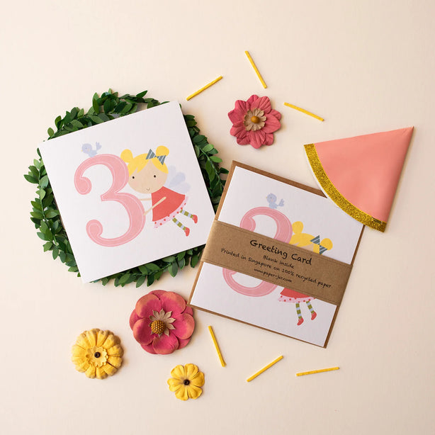 Age 3 Birthday Girl Greeting Card