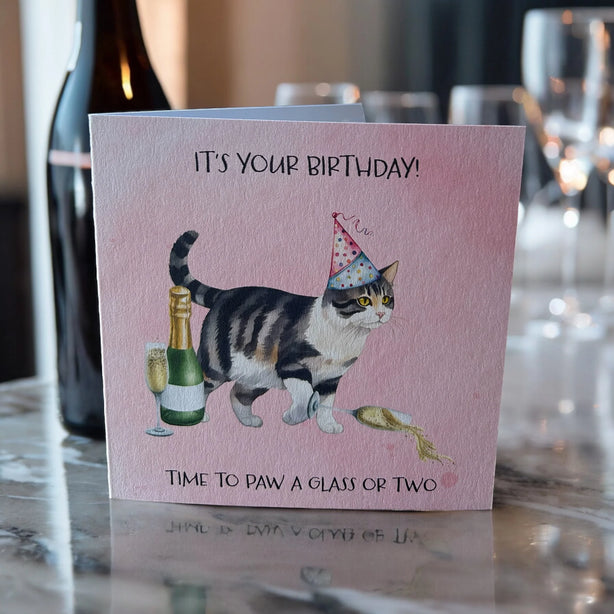 Paw A Glass Or Two Greeting Card