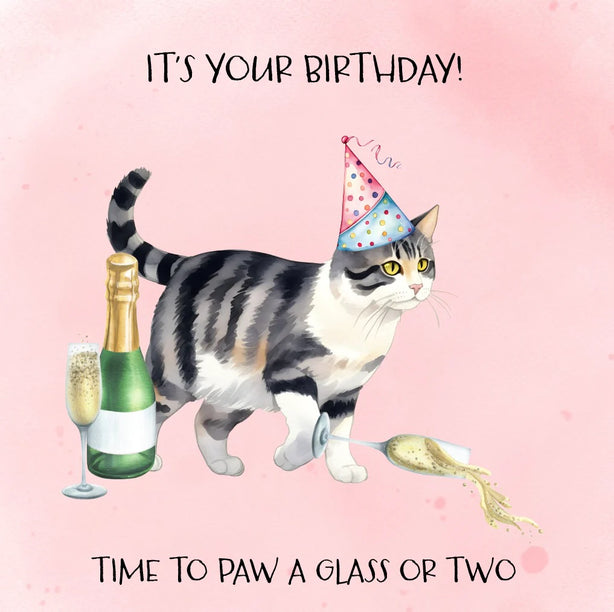 Paw A Glass Or Two Greeting Card